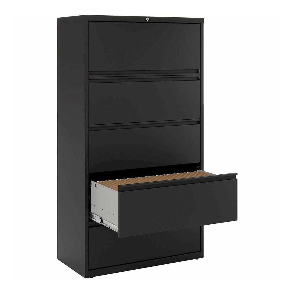 Lorell Fortress Series Lateral File - 36" Width x 18.6" Depth x 67.7" Height - 5 x Drawer(s) for File - Letter, Legal, A4 - Lateral - Rust Proof, Interlocking, Leveling Glide, Ball-bearing Suspension,. Picture 11