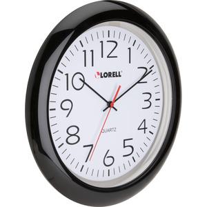 Lorell 13-1/4" Round Wall Clock - Analog - Quartz - White Main Dial - Black Case - Plastic. Picture 7