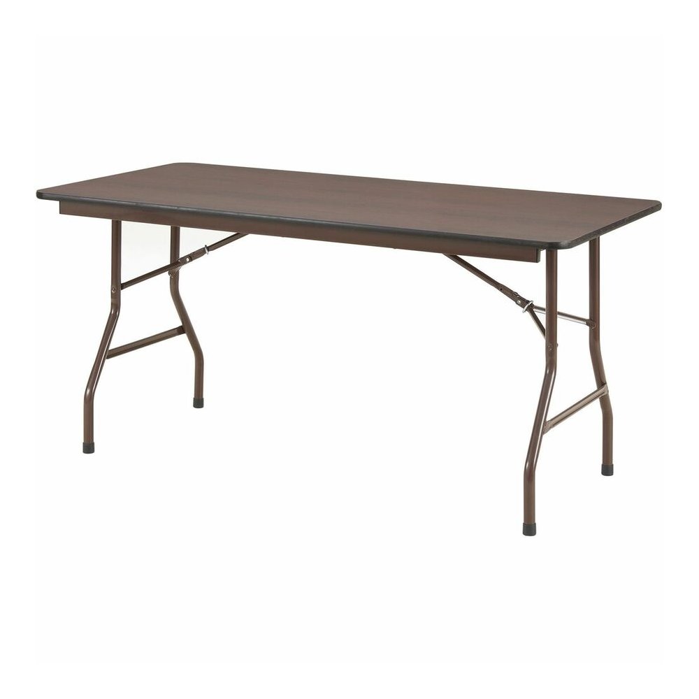 Lorell Economy Folding Table - Melamine Rectangle Top - 500 lb Capacity - 60" Table Top Length x 30" Table Top Width x 0.63" Table Top Thickness - 29" Height - Mahogany - 1 Each. Picture 9
