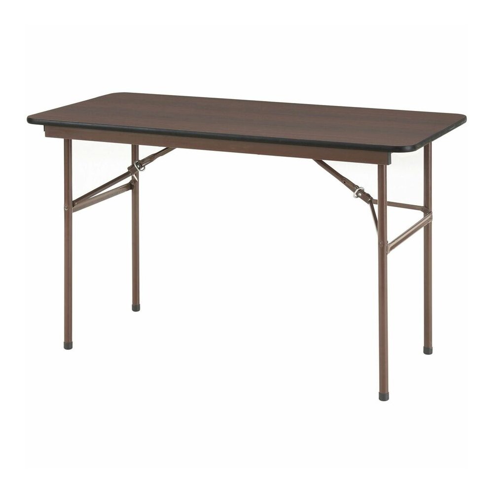 Lorell Economy Folding Table - Melamine Rectangle Top - 500 lb Capacity - 48" Table Top Length x 24" Table Top Width x 0.63" Table Top Thickness - 29" Height - Mahogany - 1 Each. Picture 9