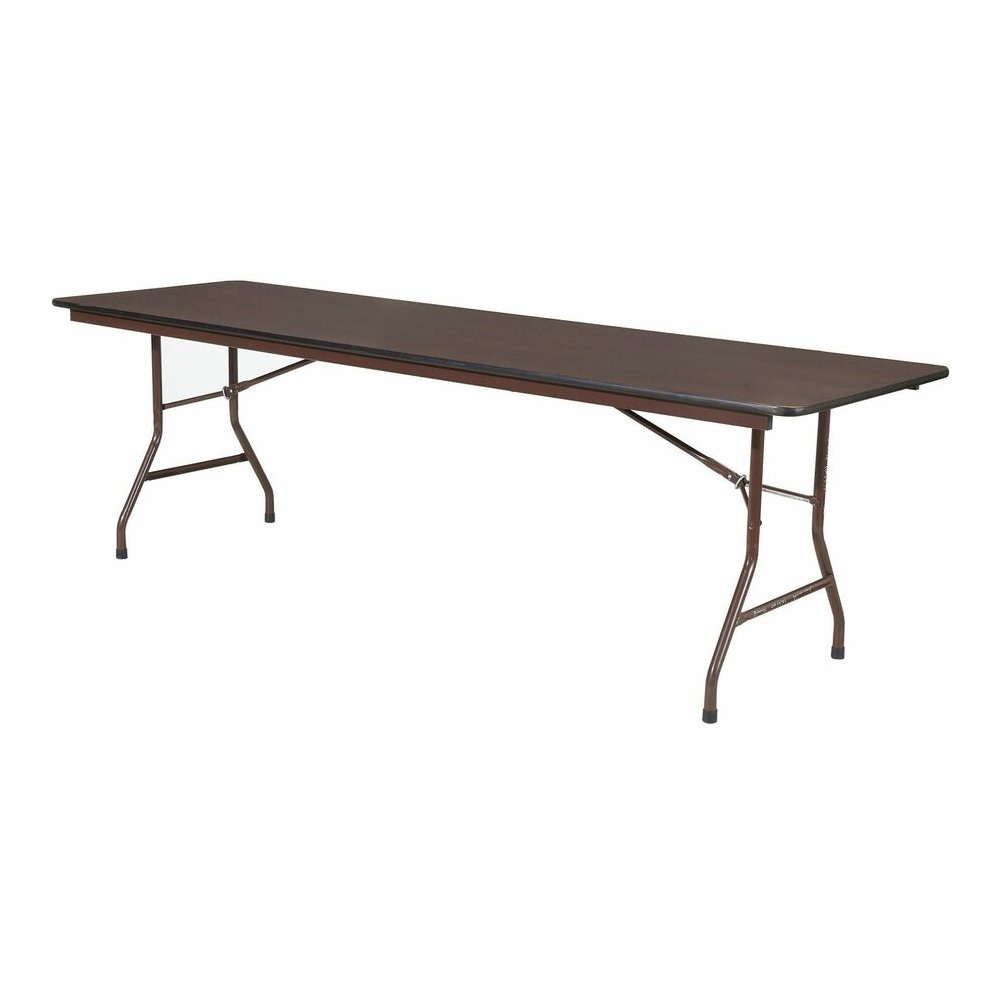 Lorell Economy Folding Table - Melamine Rectangle Top - 500 lb Capacity - 96" Table Top Length x 30" Table Top Width x 0.63" Table Top Thickness - 29" Height - Mahogany - 1 Each. Picture 9