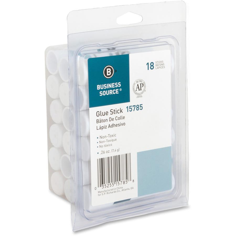 Business Source Value Pack Glue Sticks - 0.26 oz - White - 18 / Pack. Picture 3