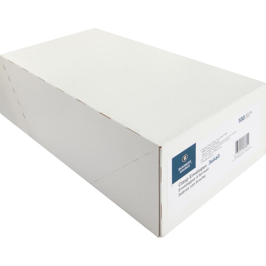 Business Source Heavy-duty Metal Clasp Envelopes - Clasp - #55 - 6" Width x 9" Length - 28 lb - Clasp - Kraft - Kraft - 100 / Box. Picture 7