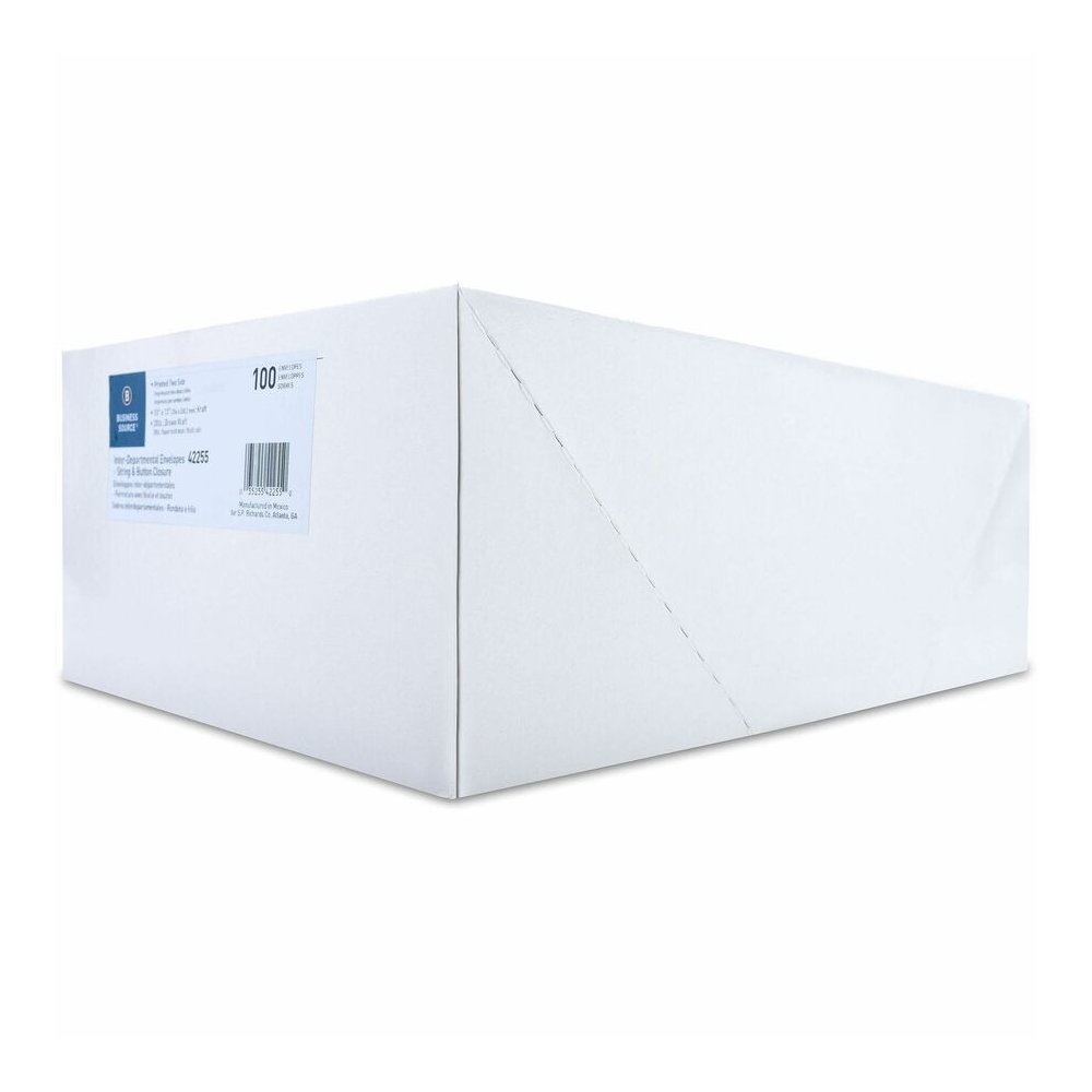 Business Source 2-sided Inter-Department Envelopes - Inter-department - 10" Width x 13" Length - 28 lb - String/Button - Kraft - Kraft - 100 / Box. Picture 9