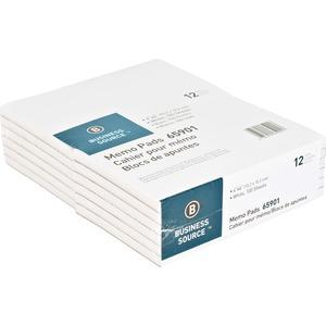 Business Source Plain Memo Pads - 100 Sheets - Plain - Glued - Unruled Front Ruling - 15 lb Basis Weight - 4" x 6" Sheet Size - White Paper - Chipboard Backing - 1 Dozen. Picture 4