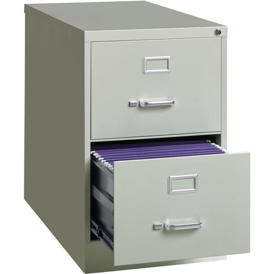Lorell Fortress Series 26-1/2" Commercial-Grade Vertical File Cabinet - 18" Width x 26.5" Depth x 28.4" Height - 2 x Drawer(s) for File - Legal - Vertical - Lockable, Ball-bearing Suspension, Heavy Du. Picture 7