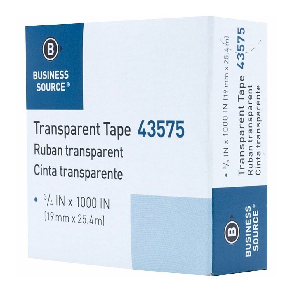 Business Source All-purpose Transparent Glossy Tape - 27.78 yd Length x 0.75" Width - 1" Core - Clear - For Sealing, Mending, Protecting - 12 / Pack. Picture 10