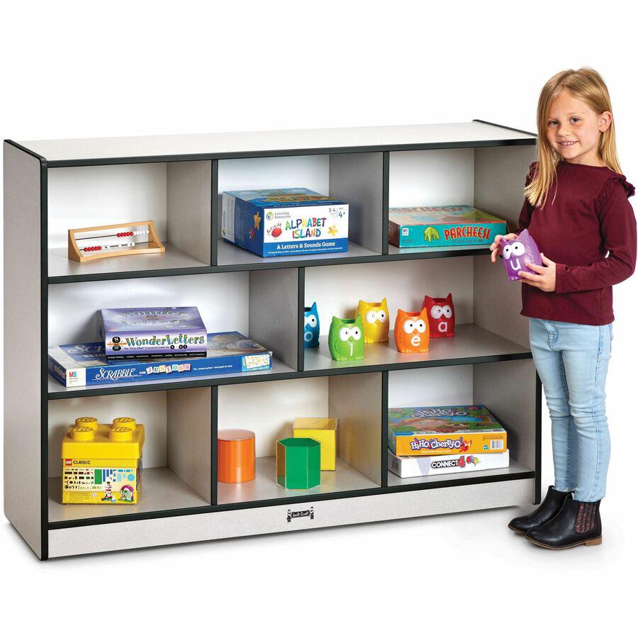 Jonti-Craft Rainbow Accents Super-size Mobile Storage - 35.5" Height x 48" Width x 15" Depth - Durable, Laminated - Black - Hard Rubber - 1 Each. Picture 8