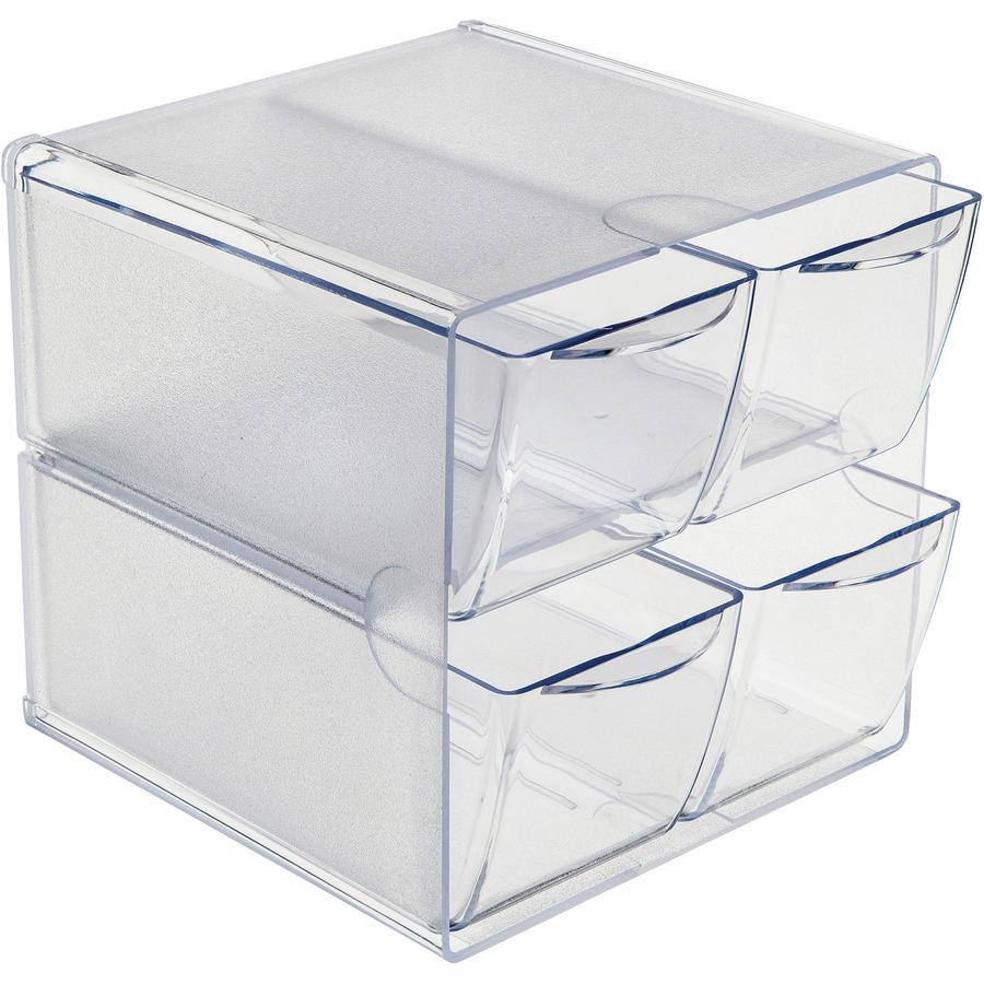 Deflecto Stackable Cube Organizer - 4 Drawer(s) - 6" Height x 6" Width x 7.25" Depth - Desktop - Stackable - Clear - Plastic - 1 Each. Picture 6