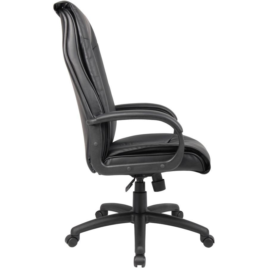 Boss B7601 High Back Executive Chair - Black Leather Seat - Black Frame - 5-star Base - 1 Each. Picture 9