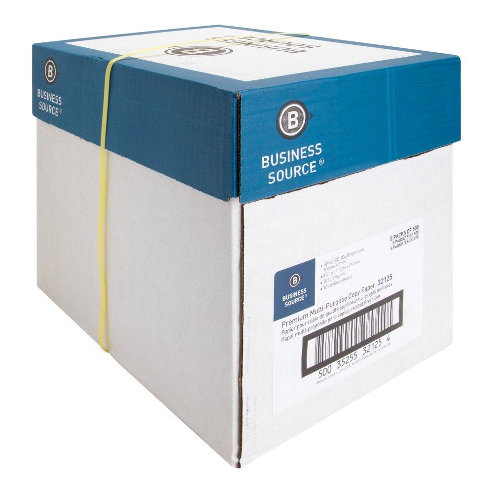 Business Source Premium Multipurpose Copy Paper - White - 92 Brightness - Letter - 8 1/2" x 11" - 20 lb Basis Weight - Acid-free - White - 2500 Sheets - 500 Sheets per Ream - 5 / Carton. Picture 10