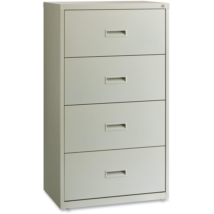 Lorell Value Lateral File - 4-Drawer - 30" Width x 18.6" Depth x 52.5" Height - 4 x Drawer(s) for File - A4, Legal, Letter - Interlocking, Leveling Glide, Ball-bearing Suspension, Label Holder - Light. Picture 4