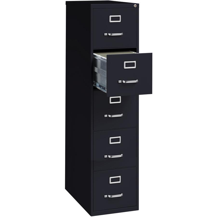 Lorell Fortress Series 26-1/2" Commercial-Grade Vertical File Cabinet - 15" Width x 26.5" Depth x 61.6" Height - 5 x Drawer(s) for File - Letter - Vertical - Heavy Duty, Security Lock, Ball-bearing Su. Picture 7