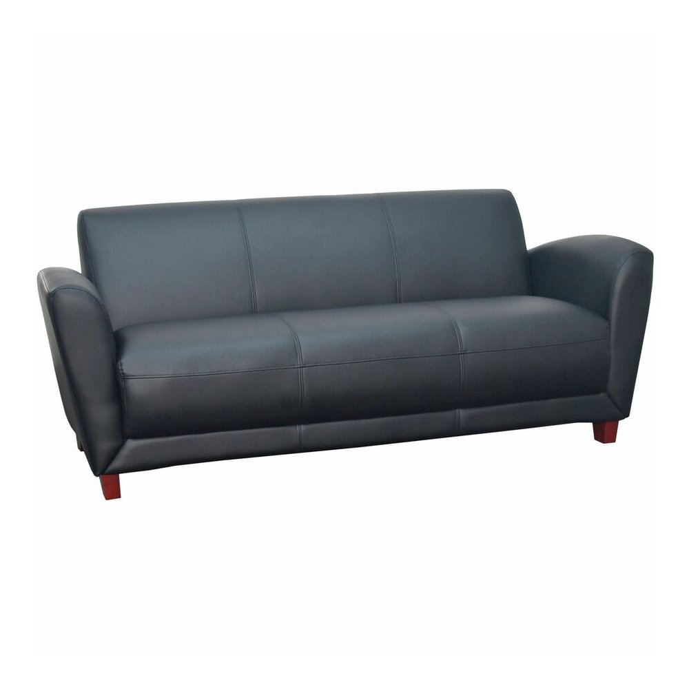 Lorell Accession Reception Sofa - 75" x 34.5" x 31.3" Overall Dimension - Leather Black Seat - Leather Black Back - 1 Each. Picture 13