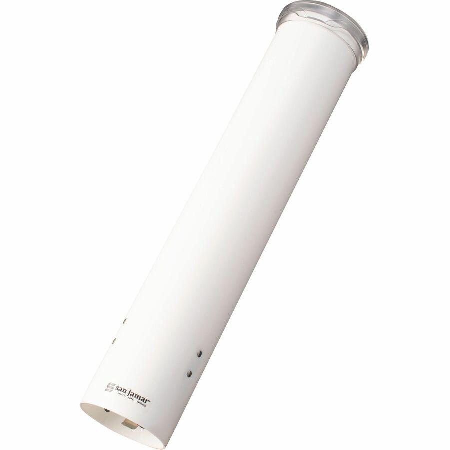 San Jamar Small Pull-type Water Cup Dispenser - 16" Tube - Pull Dispensing - Wall Mountable - Transparent White - Plastic - 1 Each. Picture 8
