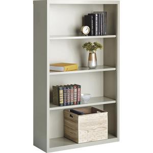 Lorell Fortress Series Bookcase - 34.5" Width x 13" Depth x 60" Height - 4 x Shelf(ves) - Light Gray - Powder Coated - Steel - Yes. Picture 8