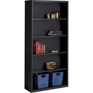 Lorell Fortress Series Bookcase - 34.5" Width x 13" Depth x 72" Height - 5 x Shelf(ves) - Black - Powder Coated - Steel - Yes. Picture 6