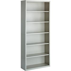 Lorell Fortress Series Bookcase - 34.5" Width x 13" Depth x 82" Height - 6 x Shelf(ves) - Light Gray - Powder Coated - Steel - Yes - Assembly Required. Picture 5