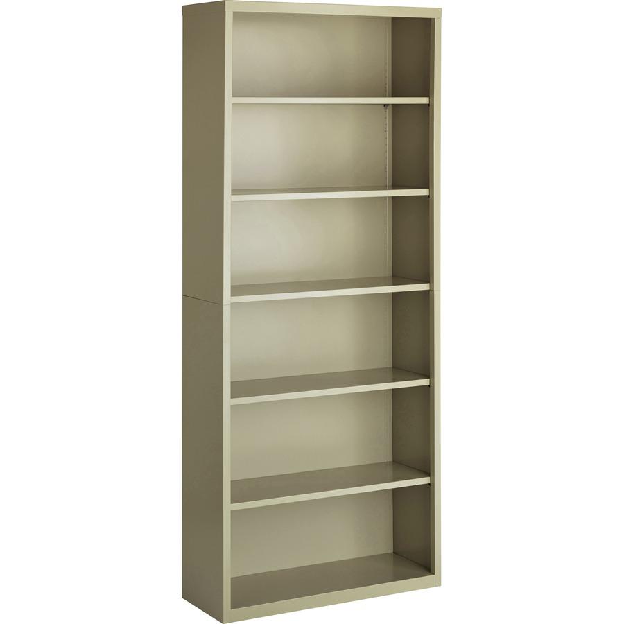 Lorell Fortress Series Bookcase - 34.5" Width x 13" Depth x 82" Height - 6 x Shelf(ves) - Putty - Powder Coated - Steel - Recycled. Picture 4