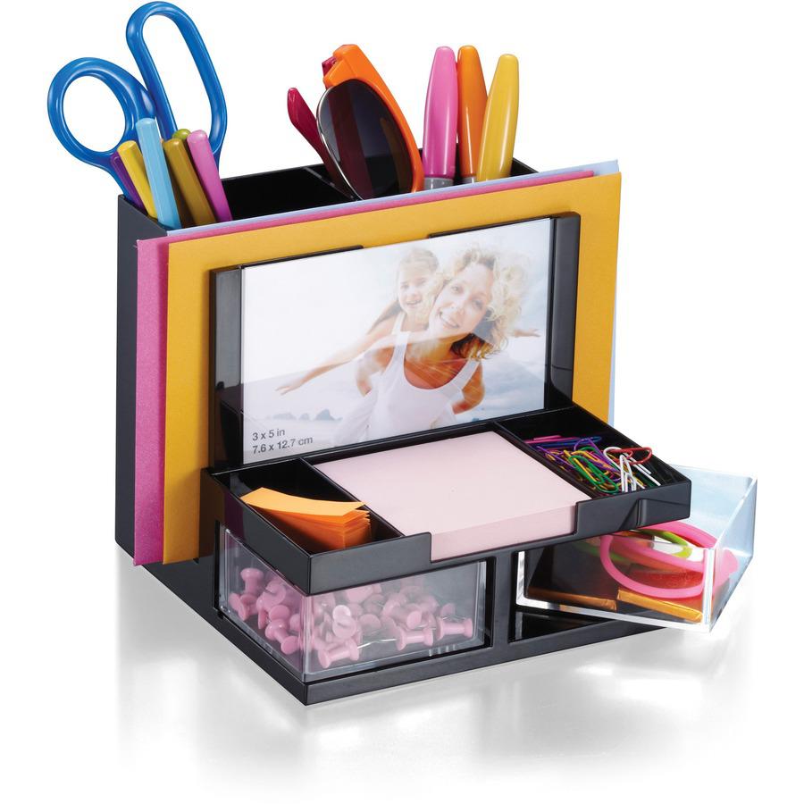 Officemate VersaPlus Desk Organizer - 9 Compartment(s) - 5.5" Height x 6.2" Width x 6.3" DepthDesktop - Black - Plastic - 1 Each. Picture 2