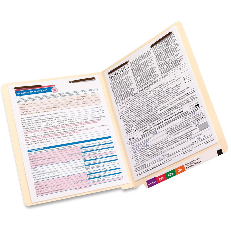 Smead TUFF Straight Tab Cut Letter Recycled End Tab File Folder - 8 1/2" x 11" - 3/4" Expansion - 2 x 2B Fastener(s) - 2" Fastener Capacity for Folder - Poly - Manila - 10% Recycled - 50 / Box. Picture 8