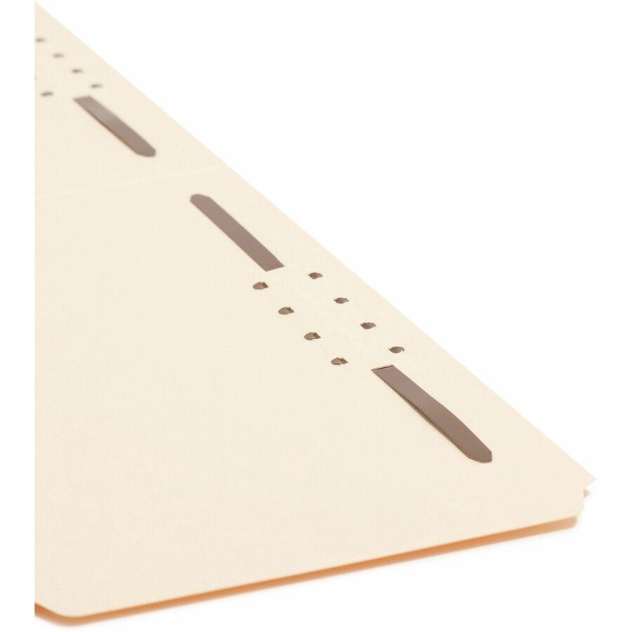 Smead 1/3 Tab Cut Legal Recycled Fastener Folder - 8 1/2" x 14" - 2 x 2K Fastener(s) - Top Tab Location - Assorted Position Tab Position - Manila - 10% Paper Recycled - 50 / Box. Picture 8