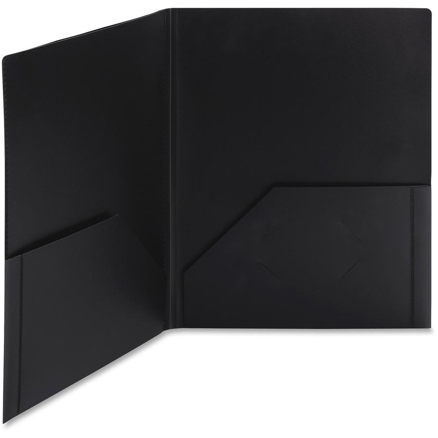 Smead Letter Pocket Folder - 8 1/2" x 11" - 50 Sheet Capacity - 2 Pocket(s) - Polypropylene - Black - 5 / Pack. Picture 3