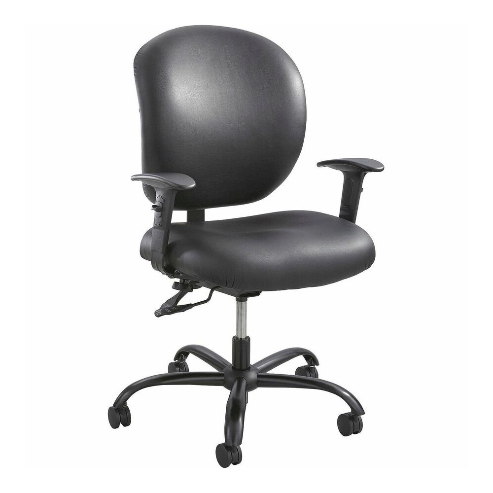 Safco Alday 24/7 Task Chair - Black Seat Color - Polyester Seat Material - Black Back Color - Vinyl Back Material - 5-star Base - Black - 1 Each. Picture 5