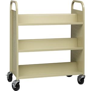 Lorell Double-sided Book Cart - 6 Shelf - 200 lb Load Capacity - 5" Caster Size - Steel - 36" Width x 19" Depth x 46" Height - Putty - 1 Each. Picture 2
