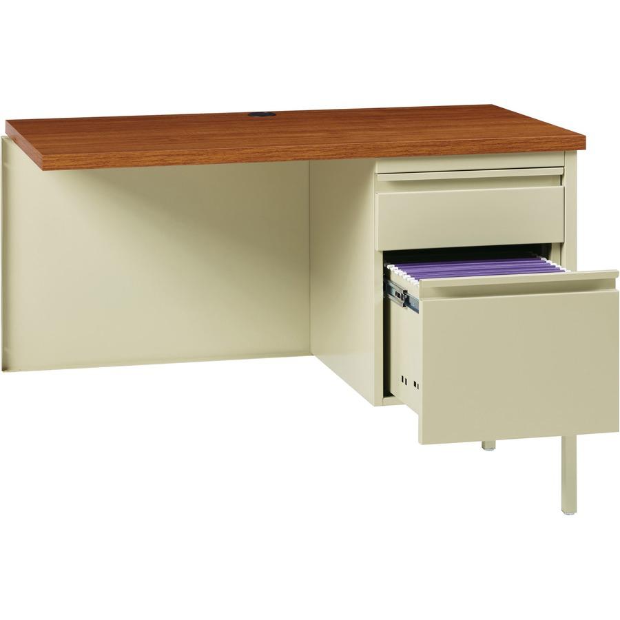 Lorell Fortress Series Right-Pedestal Return - Rectangle Top - 42" Table Top Width x 24" Table Top Depth x 1.12" Table Top Thickness - 29.50" Height - Office, File - Assembly Required - Oak, Oak Lamin. Picture 9