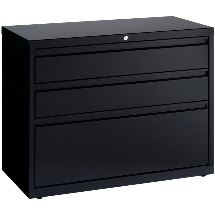 Lorell 36" Box/Box/File Lateral File Cabinet - 36" Width x 18.6" Depth x 28" Height - 3 x Drawer(s) for Box, File - A4, Legal, Letter - Lateral - Hanging Rail, Locking Drawer, Ball-bearing Suspension,. Picture 8