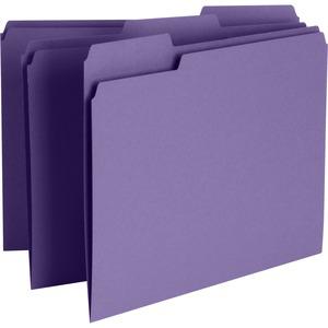 Business Source 1/3 Tab Cut Recycled Top Tab File Folder - 11 pt. - Purple - 10% Recycled - 100 / Box. Picture 3