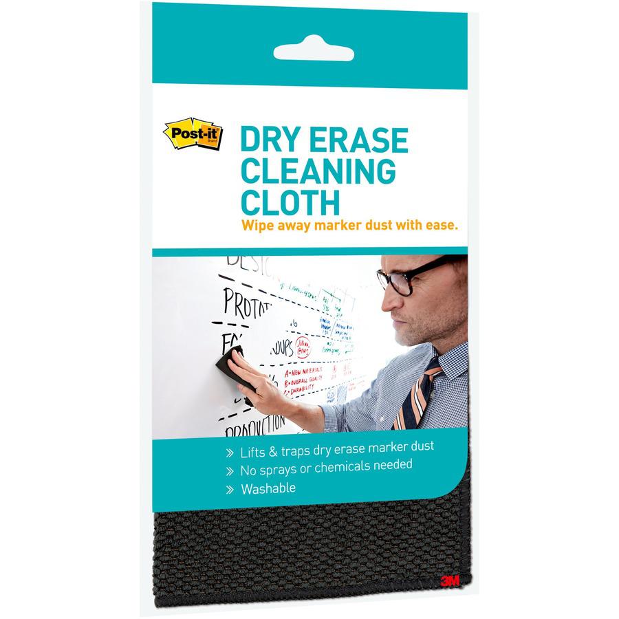 Post-it&reg; Dry-Erase Cleaning Cloth - 10.60" Width x 10.60" Length - Used as Dust Remover, Mark Remover - Washable - Black - 1Each. Picture 6