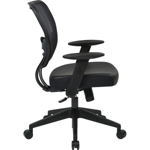 Office Star Professional Dark Air Grid Back Managers Chair - Leather Seat - 5-star Base - Black - 1 Each. Picture 2