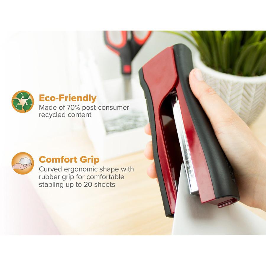 Bostitch Dynamo Stapler - 20 of 20lb Paper Sheets Capacity - 210 Staple Capacity - Full Strip - 1/4" Staple Size - 1 Each - Red. Picture 8