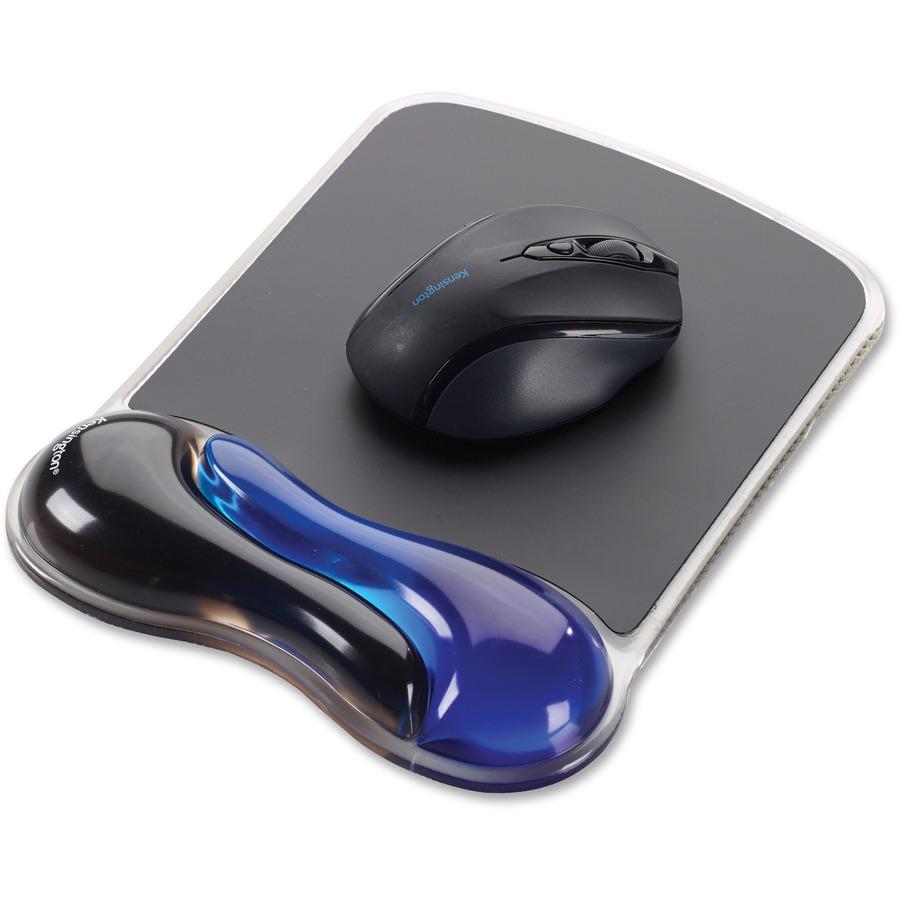 Kensington Duo Gel Wave Mouse Pad Wrist Pillow - 7.25" x 9.50" Dimension - Black & Blue - 1 Pack. Picture 5