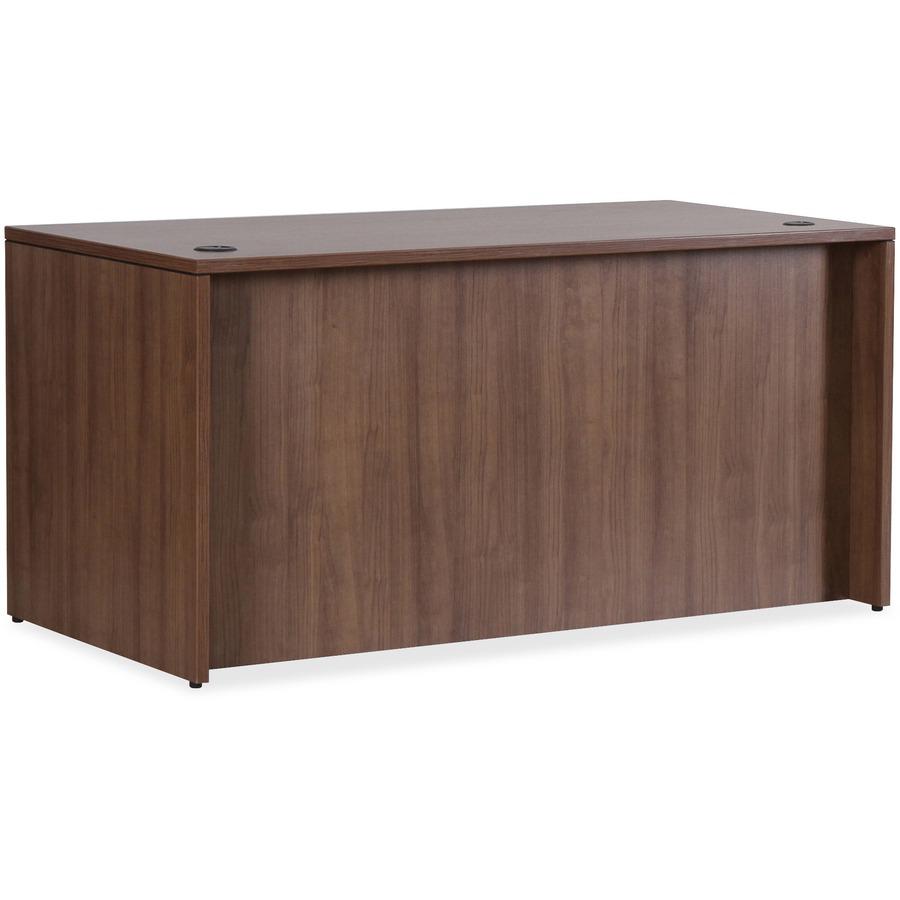 Lorell Essentials Series Rectangular Desk Shell - 1" Thickness Top, 29.5" Height x 66.1" Width x 29.5" Depth Desk - Finish: Walnut Laminate - Lockable, Grommet, Modesty Panel, Adjustable Feet - For Of. Picture 6