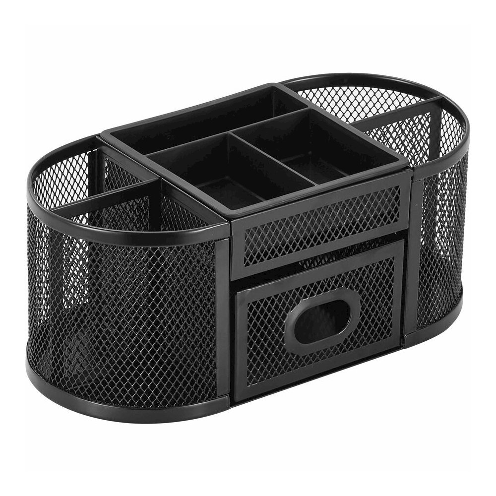 Lorell Mesh Desktop Organizer - Desktop - Compact, Sturdy, Removable Compartment - Black - Steel, Mesh, Plastic - 1 Each. Picture 7