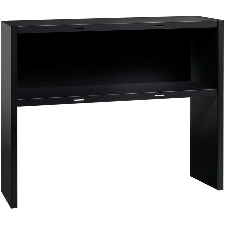 Lorell Fortress Modular Series Stack-on Hutch - x 48" Width - Material: Steel - Finish: Black - Grommet, Cord Management - 1 Each. Picture 3