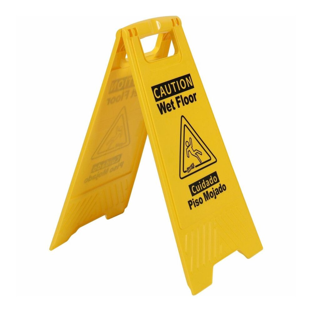 Genuine Joe Universal Graphic Wet Floor Sign - English, Spanish - Print/Message "Wet Floor" - Foldable - Yellow - 2 / Carton. Picture 11