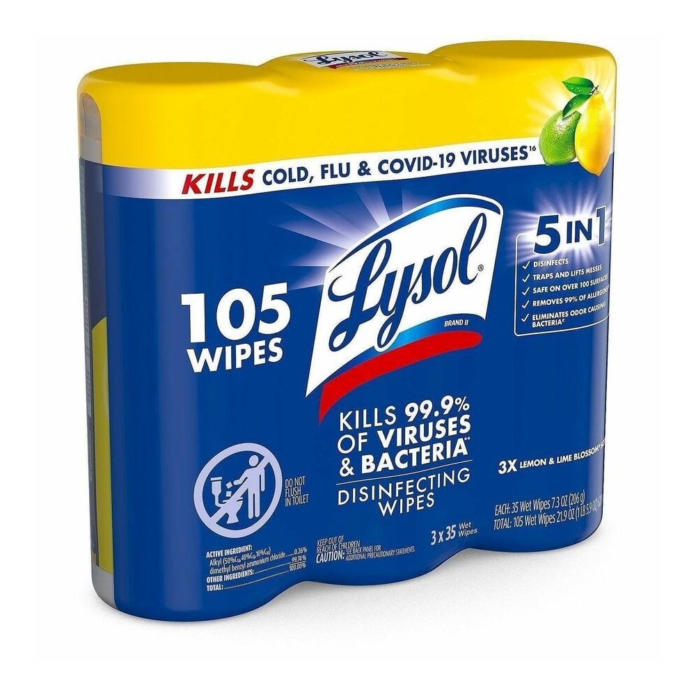 Lysol Disinfecting Wipes - For Multi Surface - Wipe - Lemon Scent - Recommended For: Bacteria Remover, Virus Remover, Allergen Remover, Pet Dander Remover, Dust Mite Remover, Pollen Remover - Disinfec. Picture 9