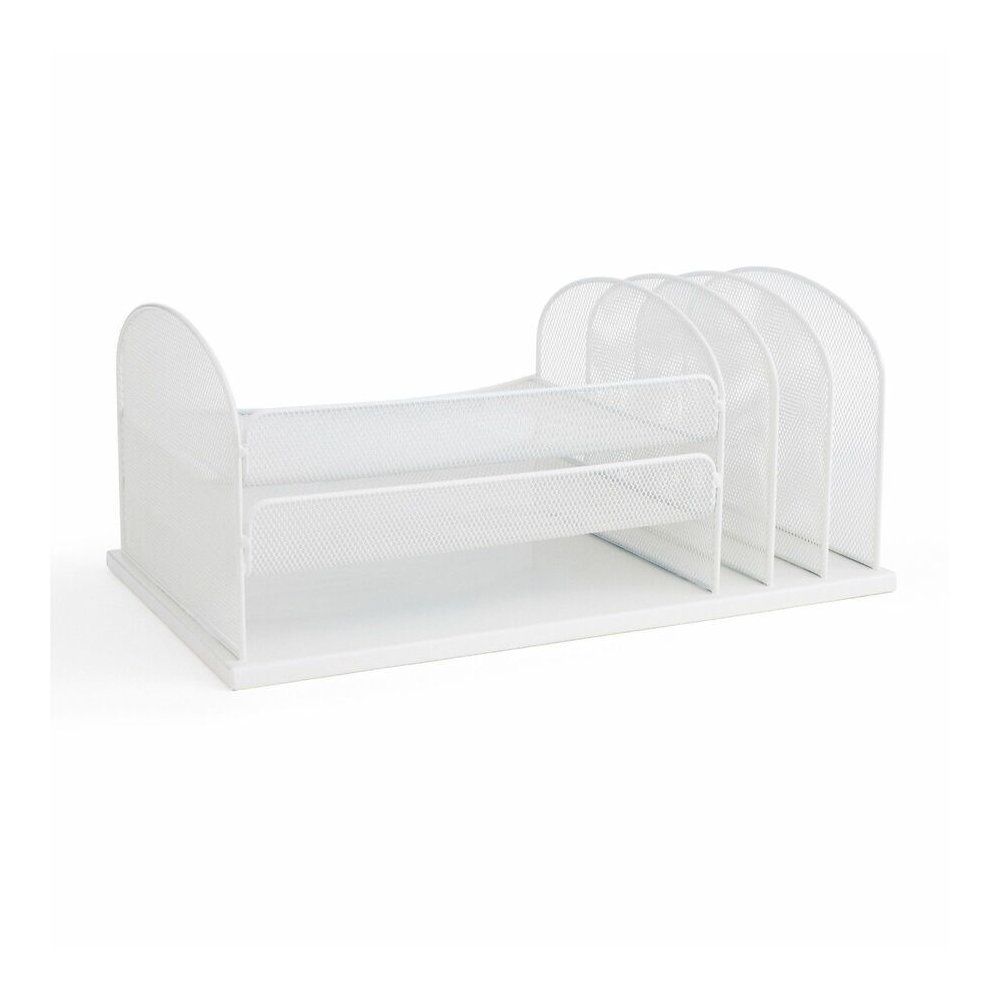 Safco Onyx 3 Tray/3 Upright Section Desk Organizer - 8.25" Height x 19.50" Width x 11.50" Depth - Desktop - White - Steel - 1 Each. Picture 10
