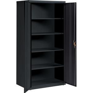 Lorell Fortress Series Storage Cabinet - 36" Width x 24" Depth x 72" Height - 5 x Shelf(ves) - Hinged Door(s) - Sturdy, Recessed Locking Handle, Removable Lock, Durable, Storage Space - Black - Powder. Picture 4