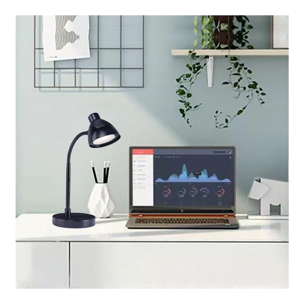 Lorell LED Desk Lamp - LED - 220 lm Lumens - Black - Desk Mountable - for Desk, Table. Picture 7
