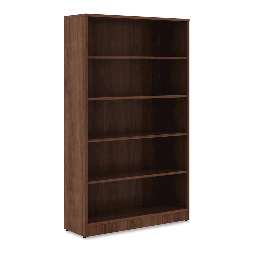 Lorell Laminate Bookcase - 0.7" Thickness Shelf, 60" Height x 36" Width x 12" Depth - 5 Shelve(s) - 4 Adjustable Shelf(ves) - Square Edge - Material: Thermofused Laminate (TFL) - Finish: Walnut - 1 Ea. Picture 9