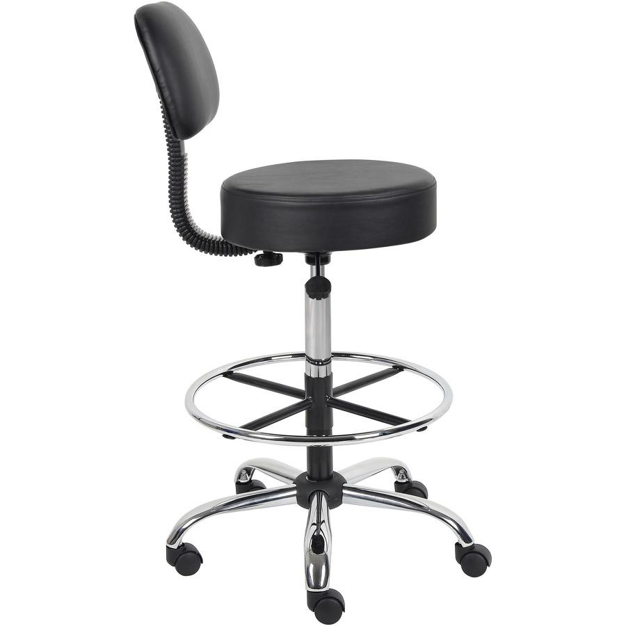 Boss Drafting Stool - Black Seat Color - Vinyl Seat Material - Black Back Color - Chrome, Black Frame Color - Chrome Frame Material - 5-star Base - 1 Each. Picture 10