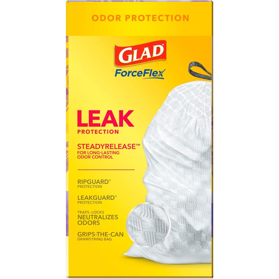 Glad ForceFlex Tall Kitchen Drawstring Trash Bags - Mediterranean Lavender with Febreze Freshness - 13 gal Capacity - 0.78 mil (20 Micron) Thickness - White - 80/Box - 80 Per Box - Garbage, Office, Ki. Picture 10