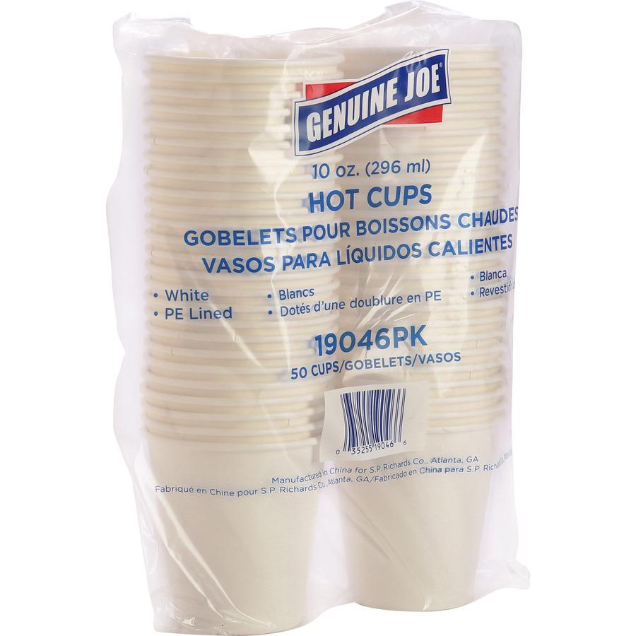 Genuine Joe 10 oz Disposable Hot Cups - 10 fl oz - White - Polyurethane - Hot Drink, Beverage - 50/Pack - 5 / Bundle. Picture 5