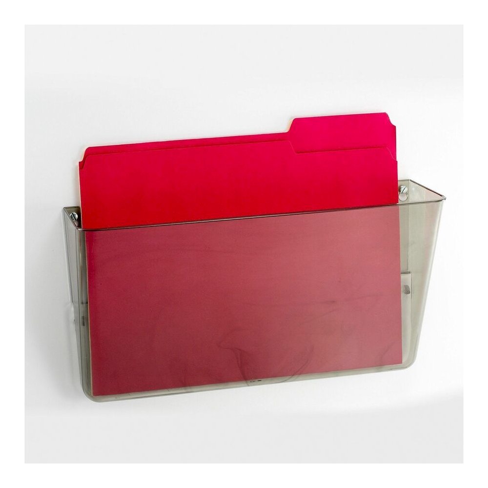 Officemate Mountable Wall File - 7" Height x 13" Width x 4.12" Depth - Smoke - Plastic - 4 / Carton. Picture 11