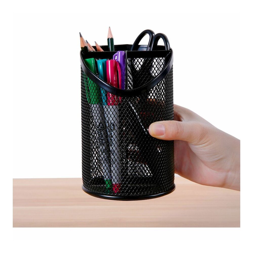 Lorell Mesh Desktop Organizer - 6.10" Height x 4.10" Width x 4.10" Length - Desktop - Durable, Snag Proof - Black - Metal - 1 Each. Picture 9